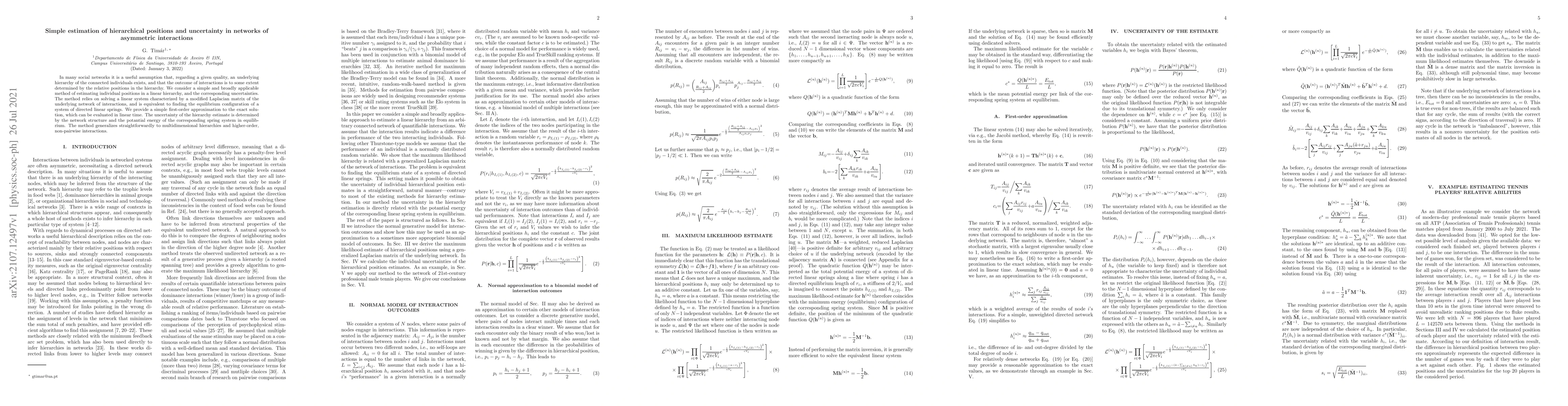 Thumbnail for Simple estimation of hierarchical positions and uncertainty in networks
  of asymmetric interactions