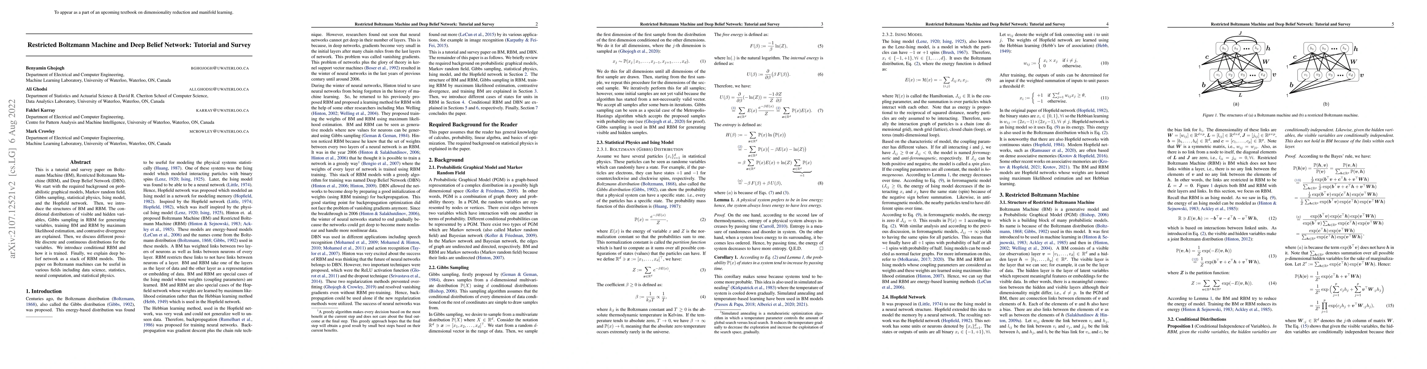 Thumbnail for Restricted Boltzmann Machine and Deep Belief Network: Tutorial and
  Survey