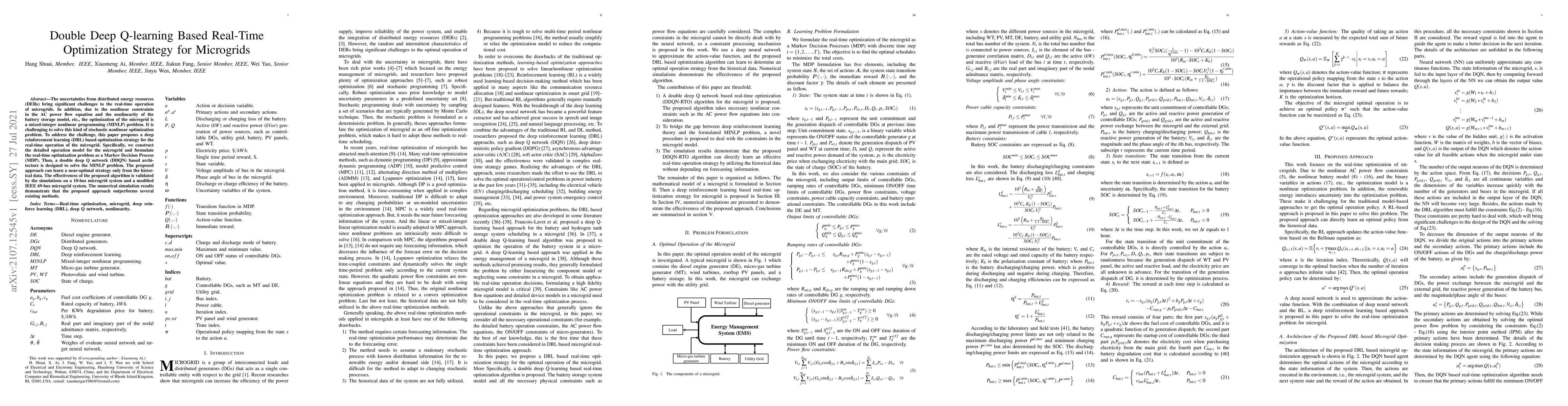 Thumbnail for Double Deep Q-learning Based Real-Time Optimization Strategy for
  Microgrids
