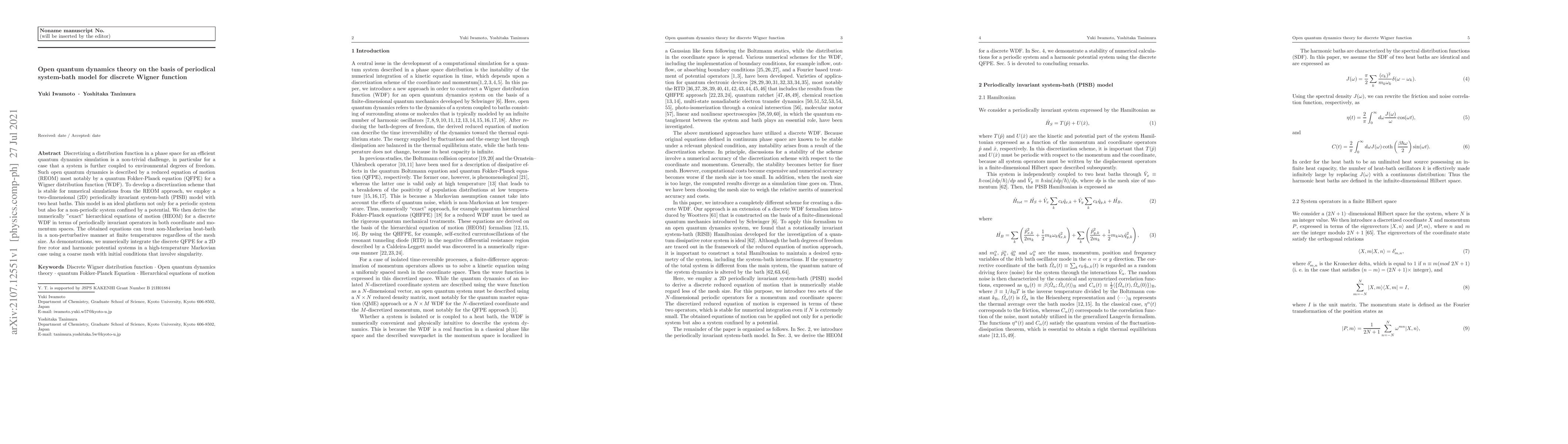 Thumbnail for Open quantum dynamics theory on the basis of periodical system-bath
  model for discrete Wigner function