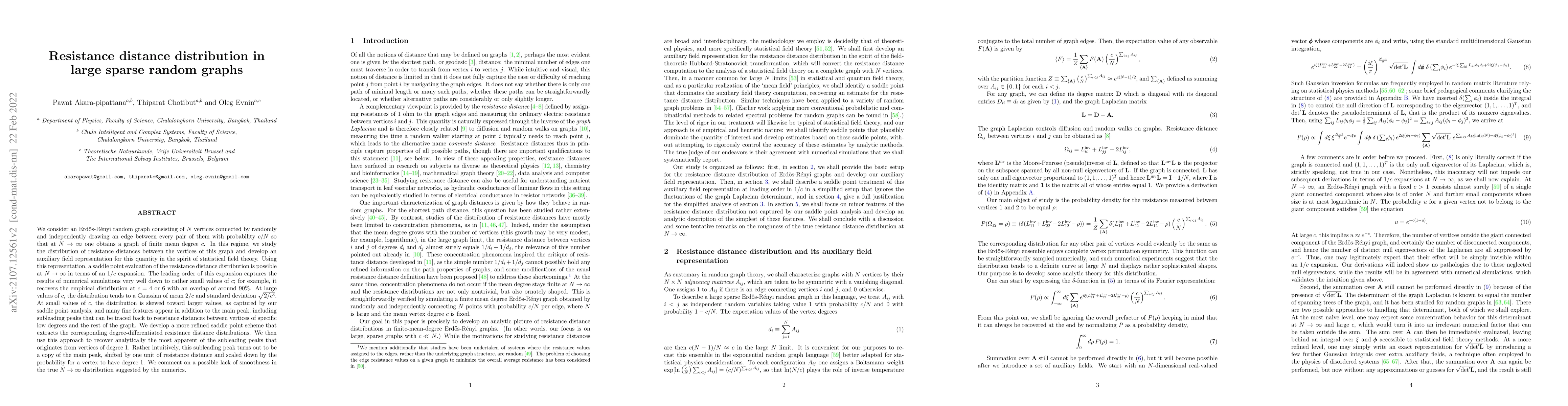 Thumbnail for Resistance distance distribution in large sparse random graphs