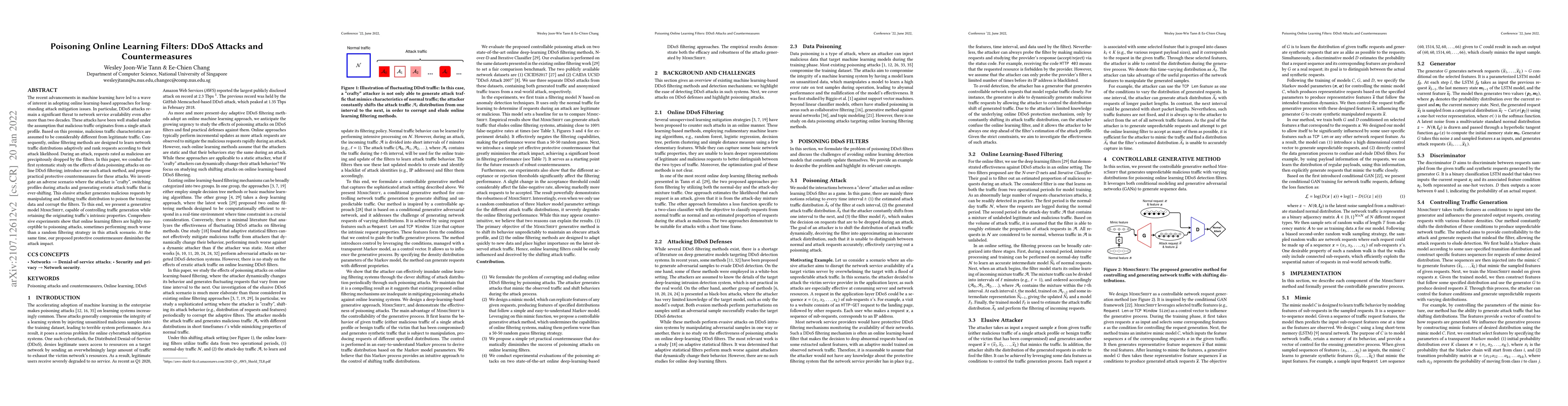 Thumbnail for Poisoning Online Learning Filters: DDoS Attacks and Countermeasures
