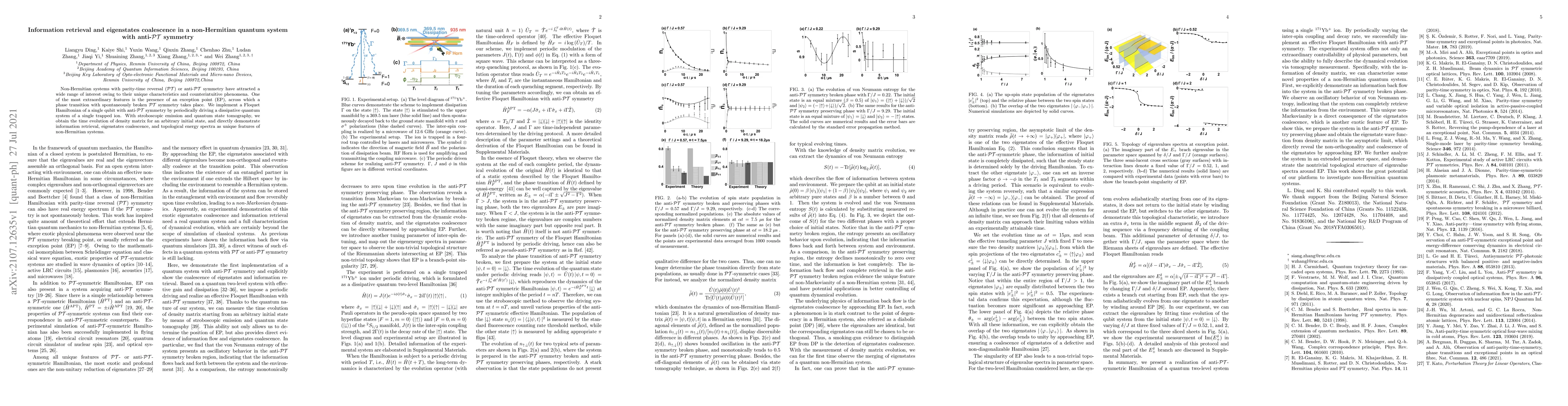 Thumbnail for Information retrieval and eigenstates coalescence in a non-Hermitian
  quantum system with anti-$\mathcal{PT}$ symmetry