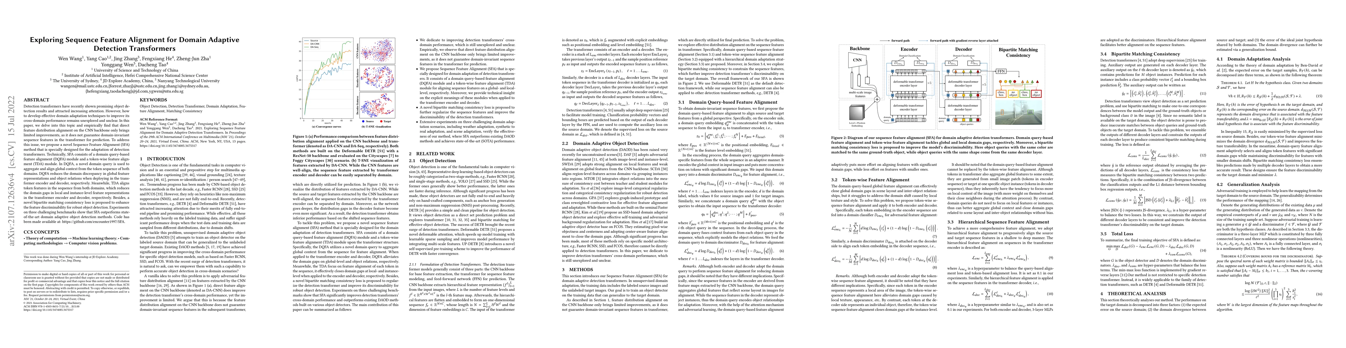 Thumbnail for Exploring Sequence Feature Alignment for Domain Adaptive Detection
  Transformers
