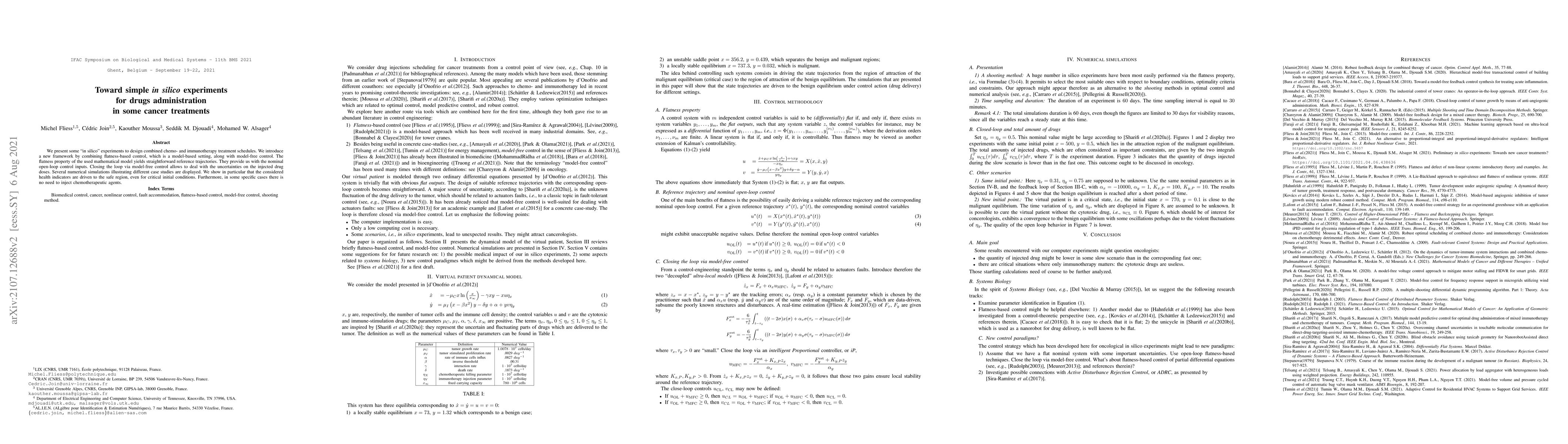 Thumbnail for Toward simple "in silico" experiments for drugs administration in some
  cancer treatments
