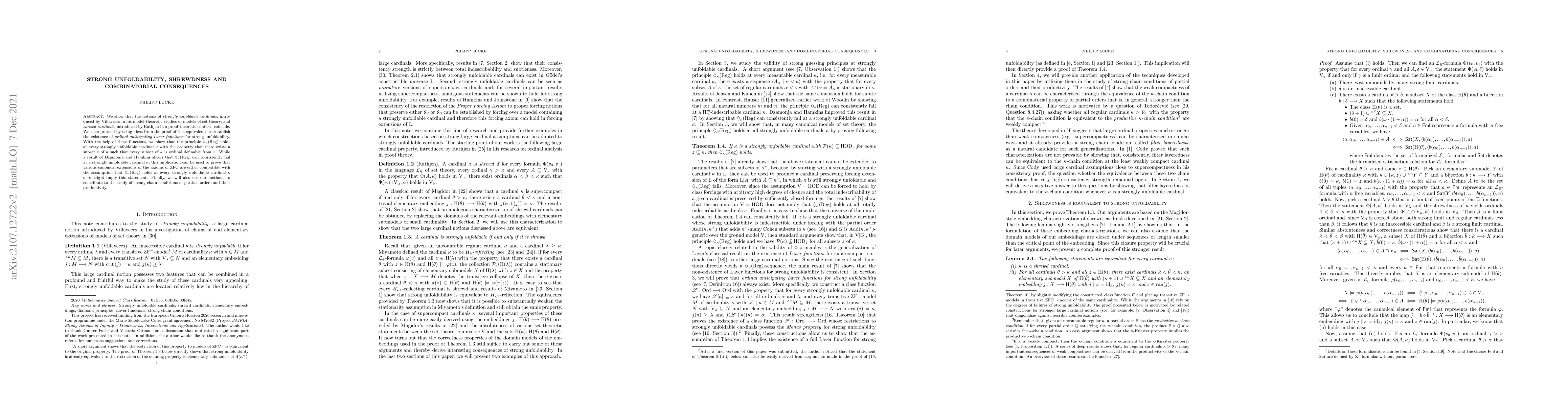 Thumbnail for Strong unfoldability, shrewdness and combinatorial consequences