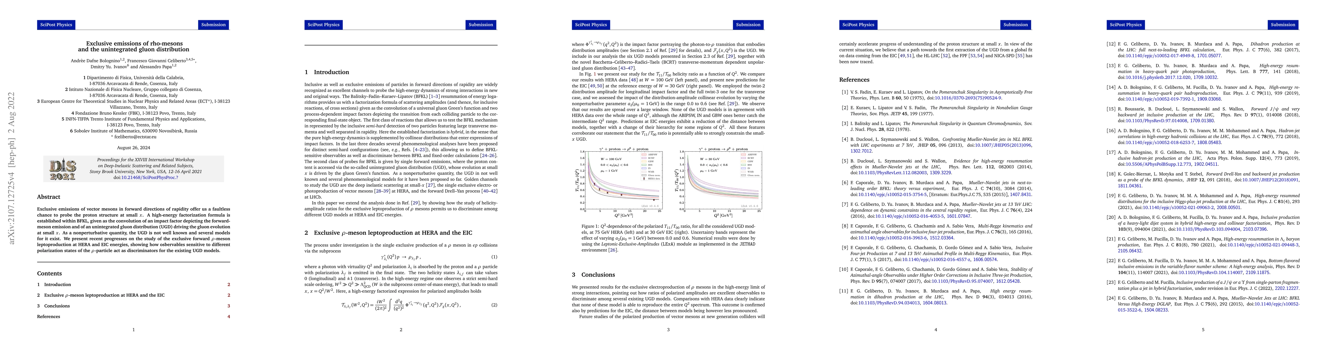 Thumbnail for Exclusive emissions of rho-mesons and the unintegrated gluon
  distribution
