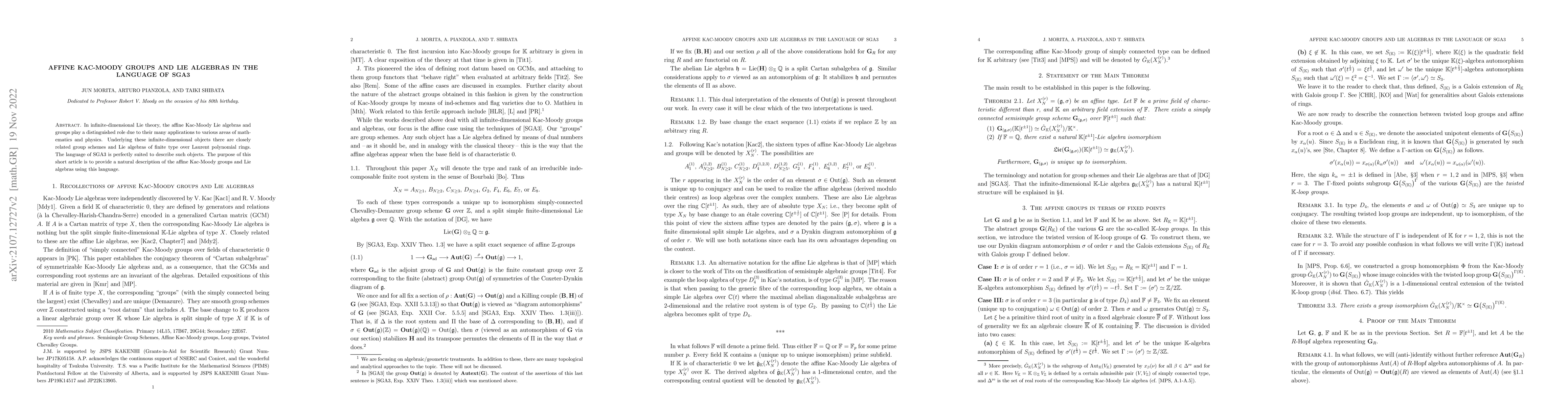 Thumbnail for Affine Kac-Moody groups and Lie algebras in the language of SGA3