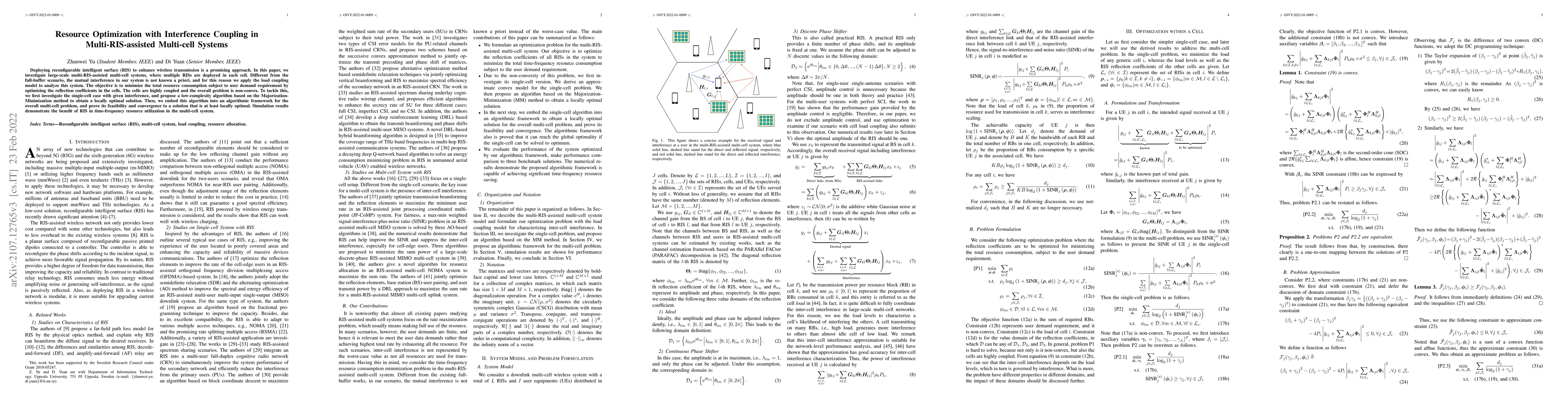 Thumbnail for Resource Optimization with Interference Coupling in Multi-RIS-assisted
  Multi-cell Systems