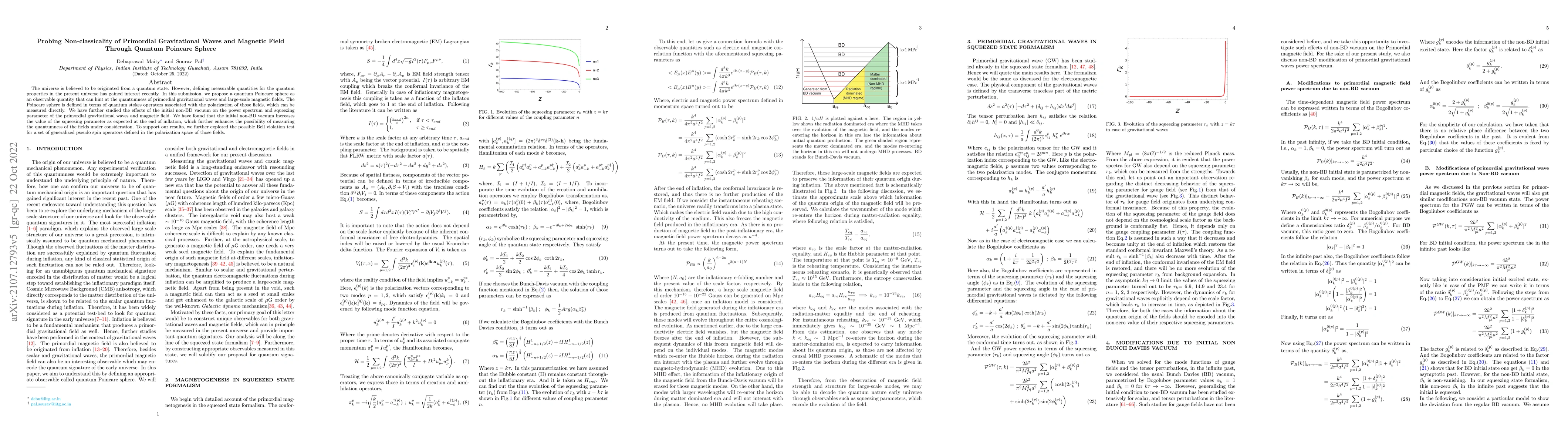 Thumbnail for Probing Non-classicality of Primordial Gravitational Waves and Magnetic
  Field Through Quantum Poincare Sphere
