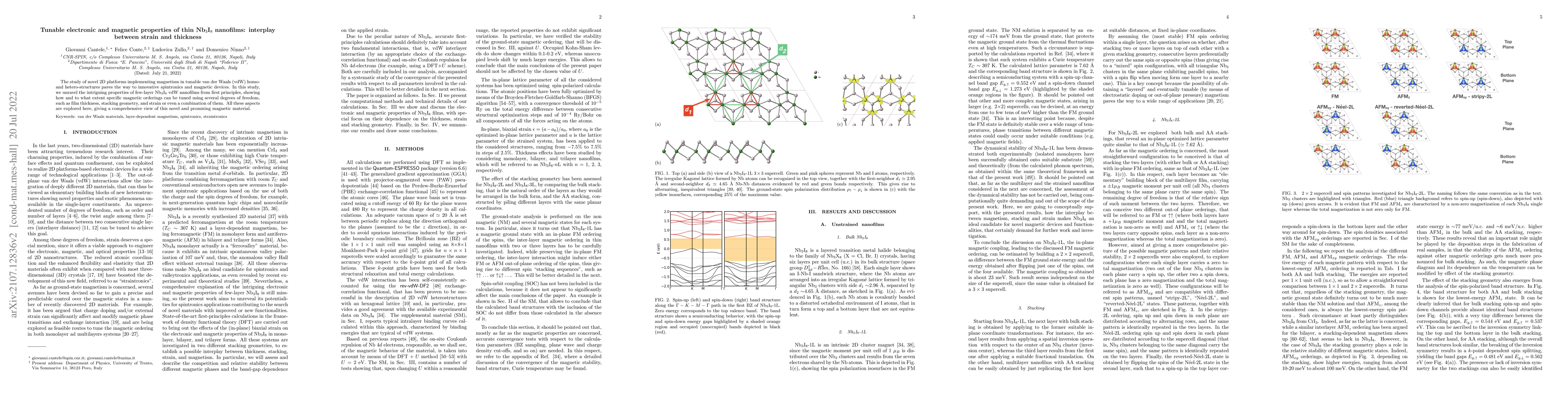 Thumbnail for Tunable electronic and magnetic properties of thin Nb$_3$I$_8$
  nanofilms: interplay between strain and thickness