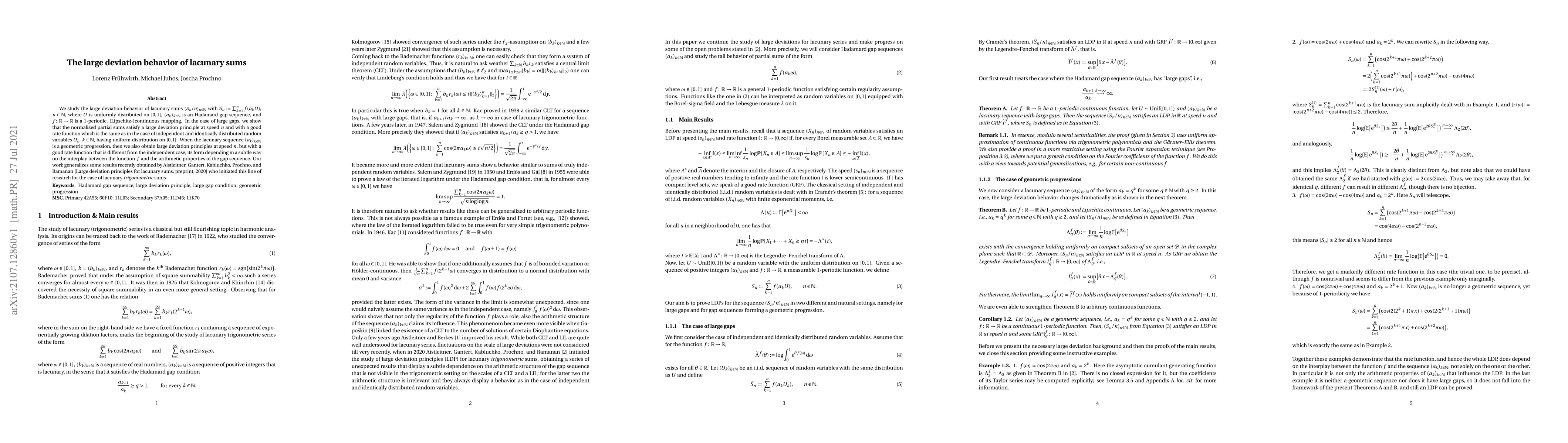 Thumbnail for The large deviation behavior of lacunary sums