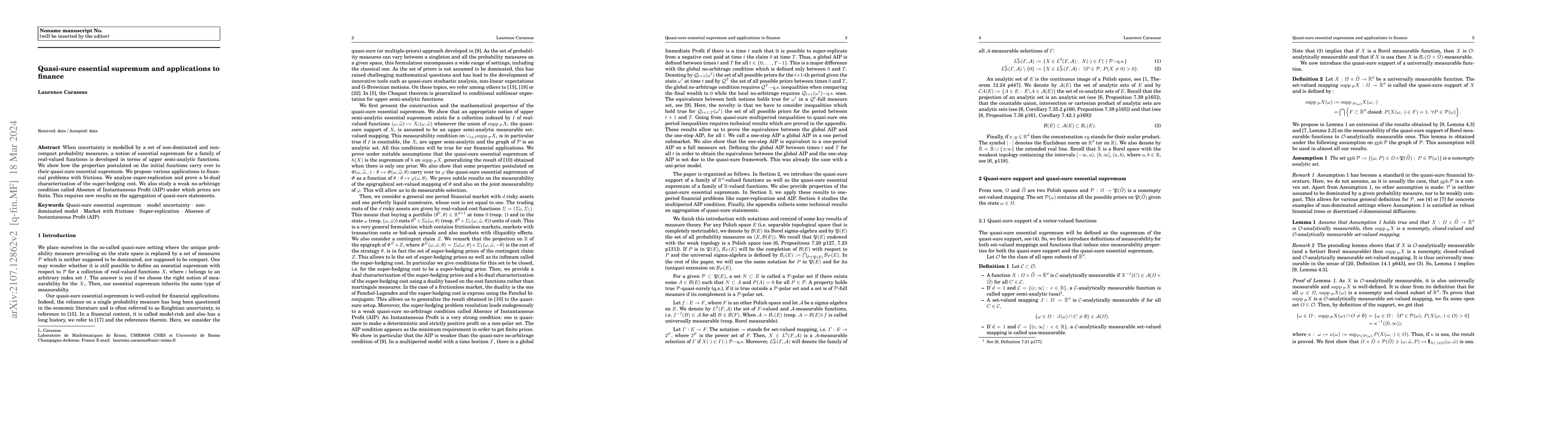 Thumbnail for Quasi-sure essential supremum and applications to finance