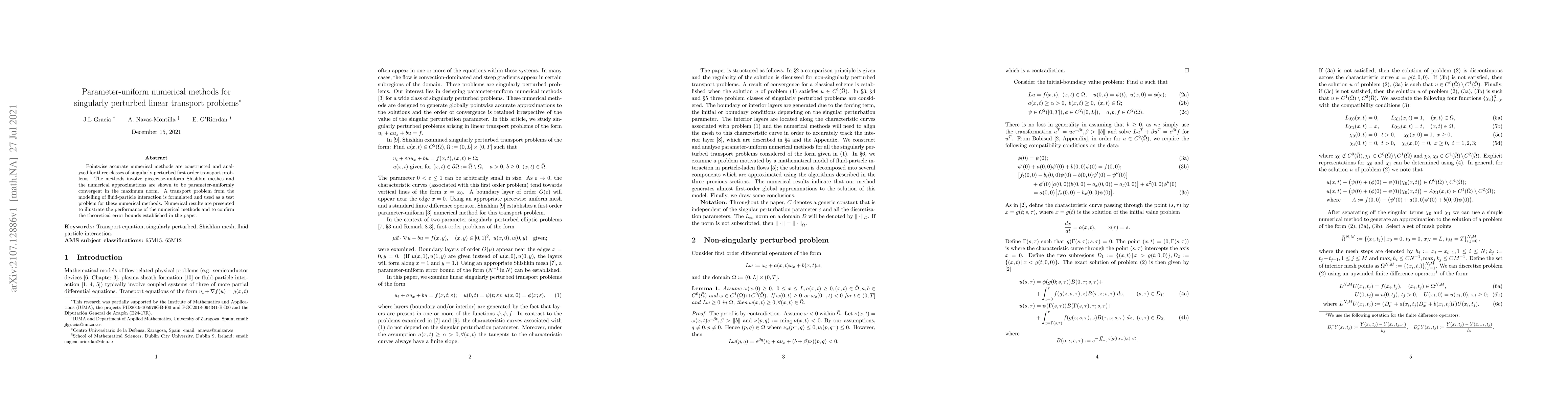 Thumbnail for Parameter-uniform numerical methods for singularly perturbed linear
  transport problems