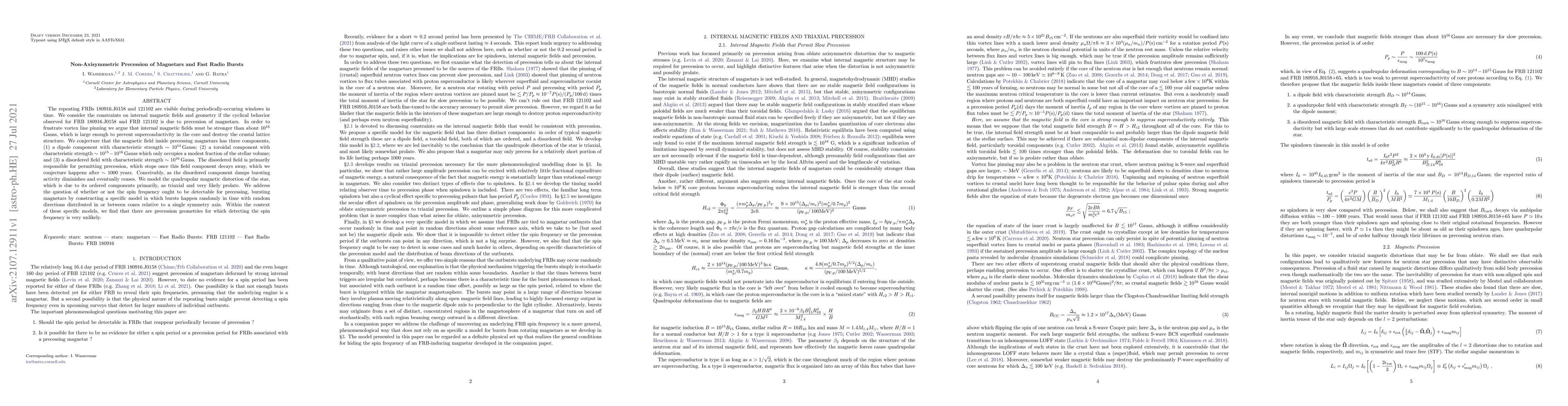 Thumbnail for Non-Axisymmetric Precession of Magnetars and Fast Radio Bursts
