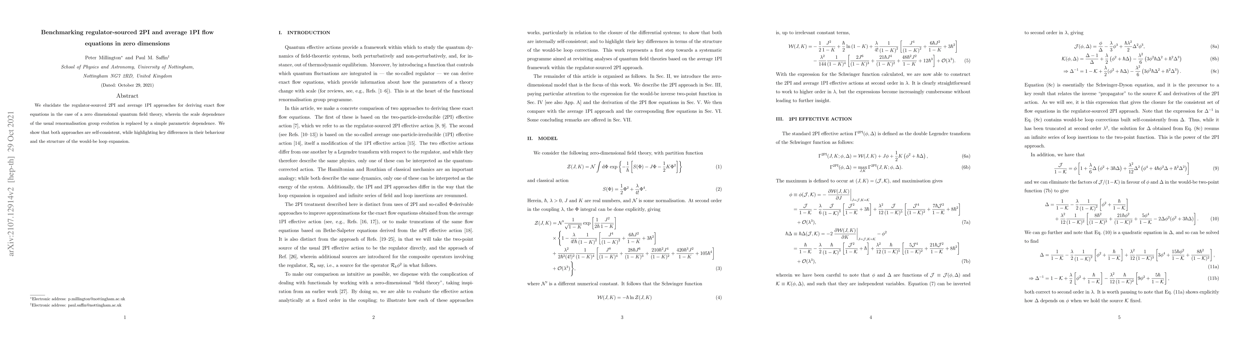 Thumbnail for Benchmarking regulator-sourced 2PI and average 1PI flow equations in
  zero dimensions