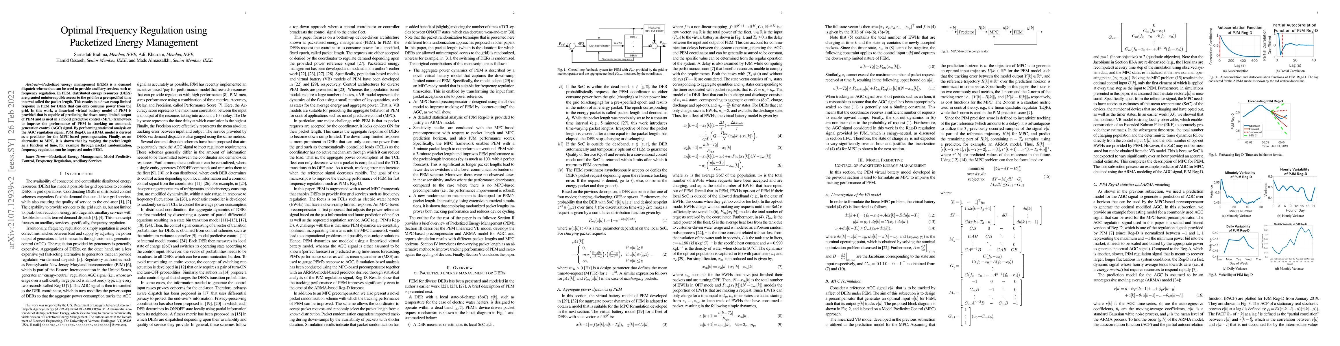 Thumbnail for Optimal Frequency Regulation using Packetized Energy Management