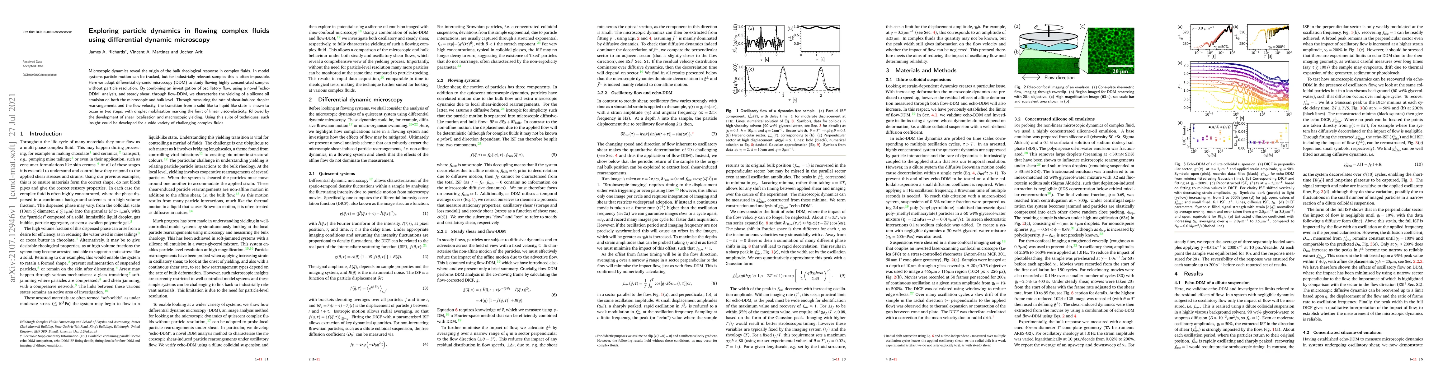 Thumbnail for Exploring particle dynamics in flowing complex fluids using differential
  dynamic microscopy