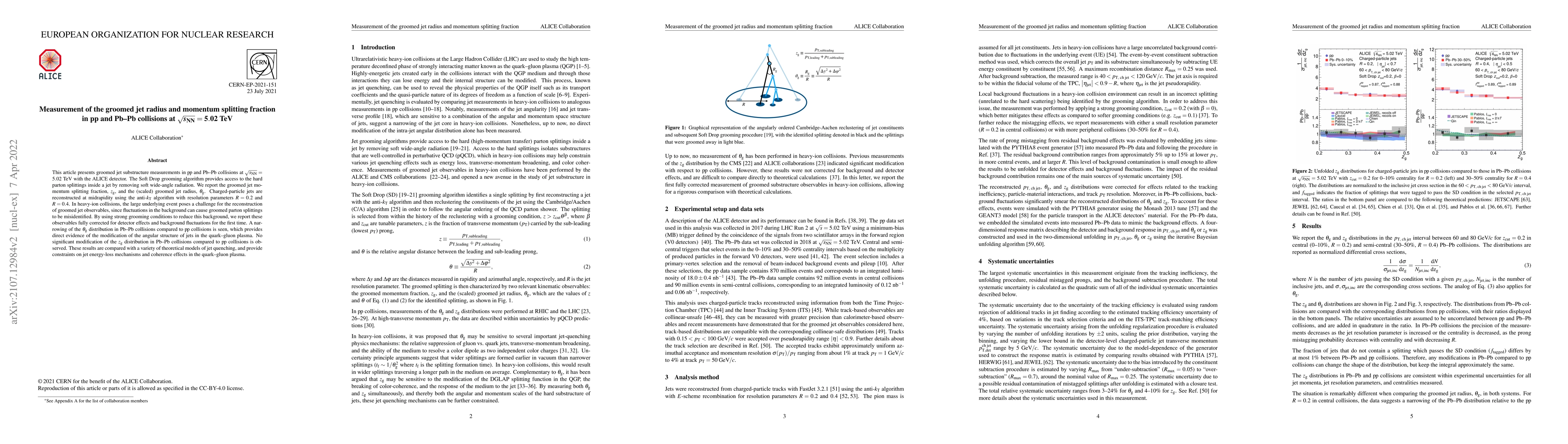 Thumbnail for Measurement of the groomed jet radius and momentum splitting fraction in
  pp and Pb$-$Pb collisions at $\sqrt{s_{\rm NN}} = 5.02$ TeV