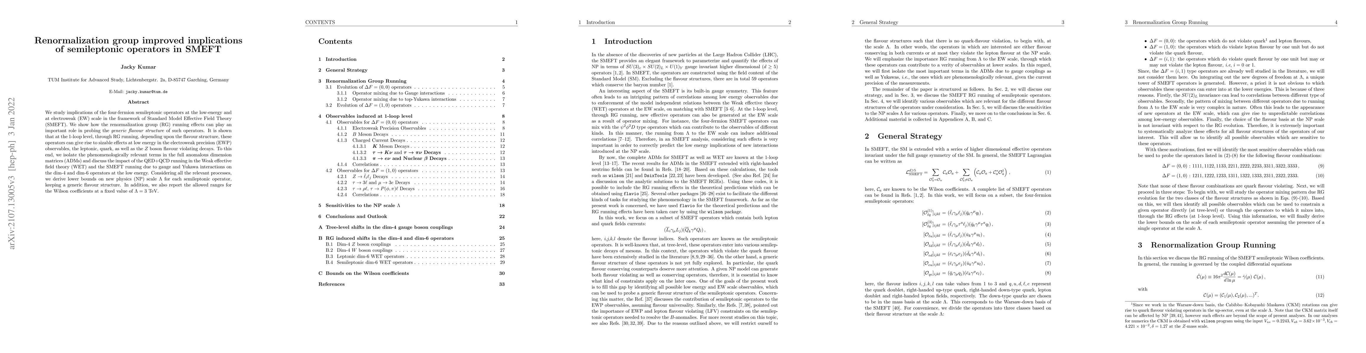 Thumbnail for Renormalization group improved implications of semileptonic operators in
  SMEFT