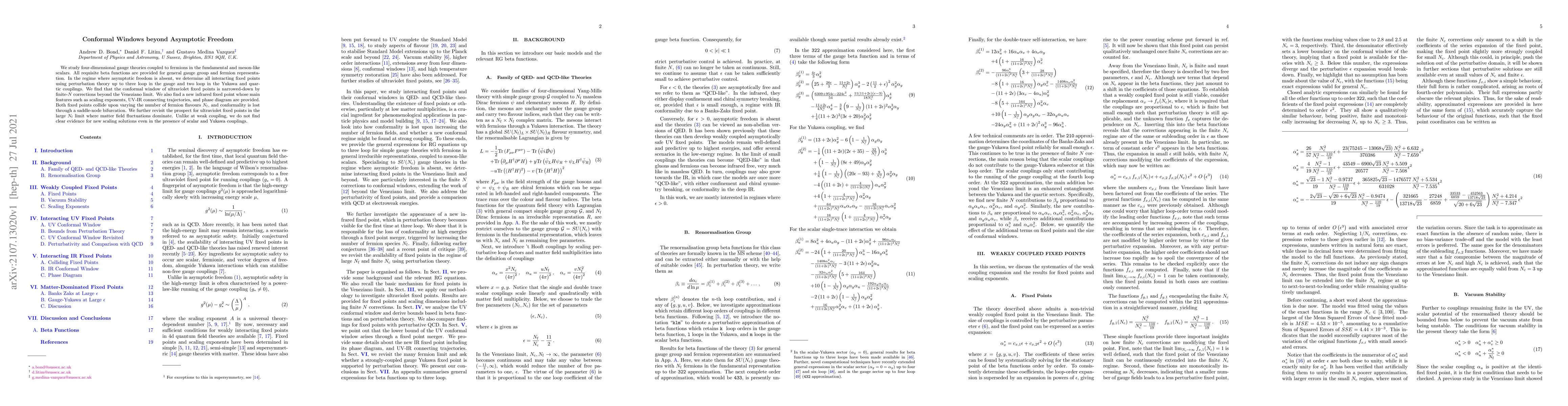Thumbnail for Conformal Windows beyond Asymptotic Freedom