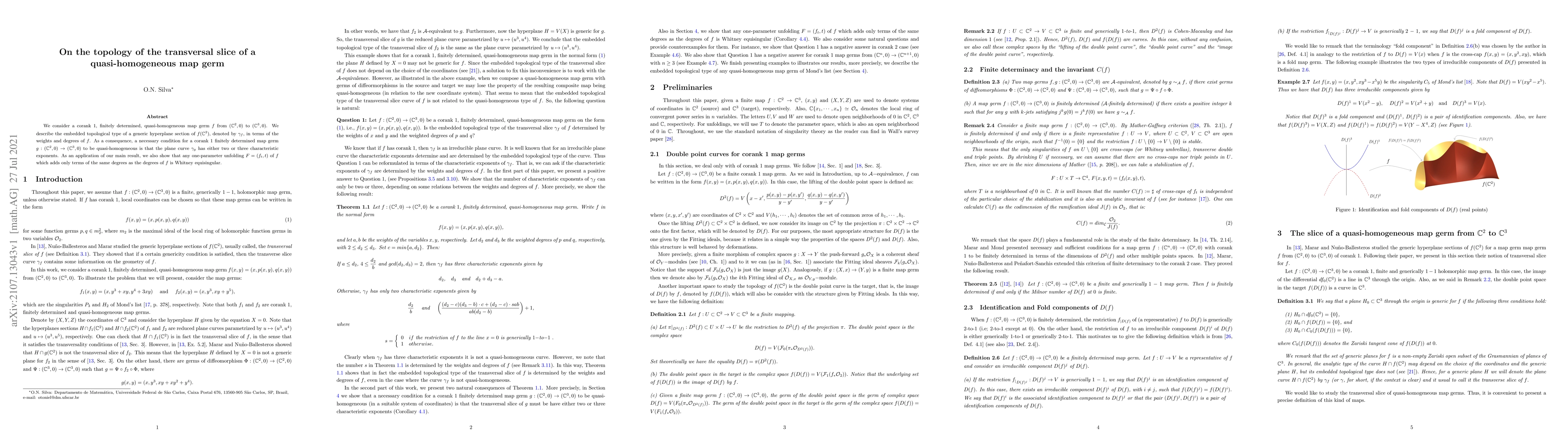 Thumbnail for On the topology of the transversal slice of a quasi-homogeneous map germ