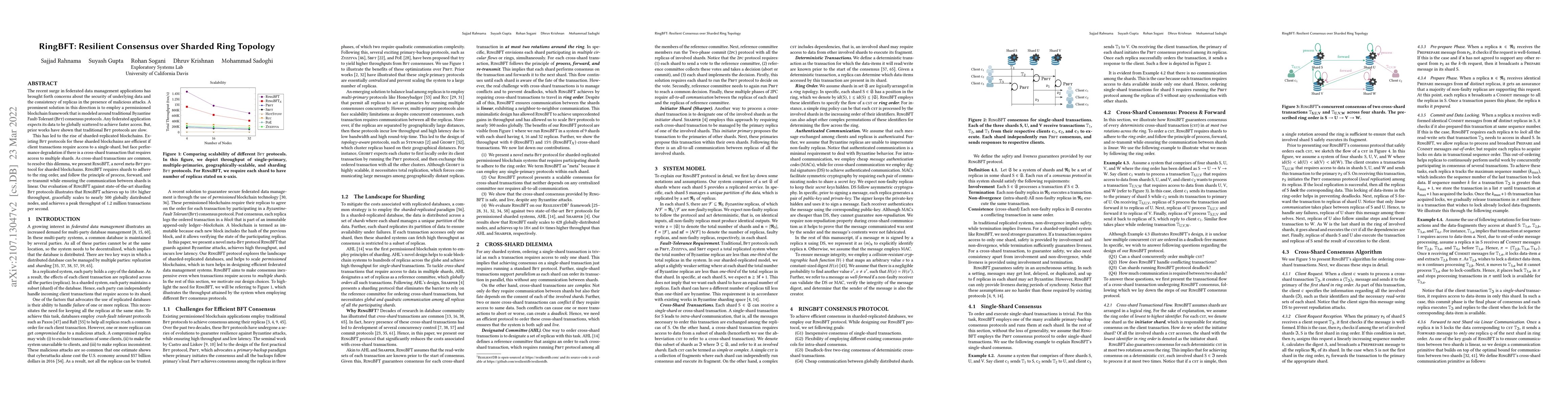 Thumbnail for RingBFT: Resilient Consensus over Sharded Ring Topology
