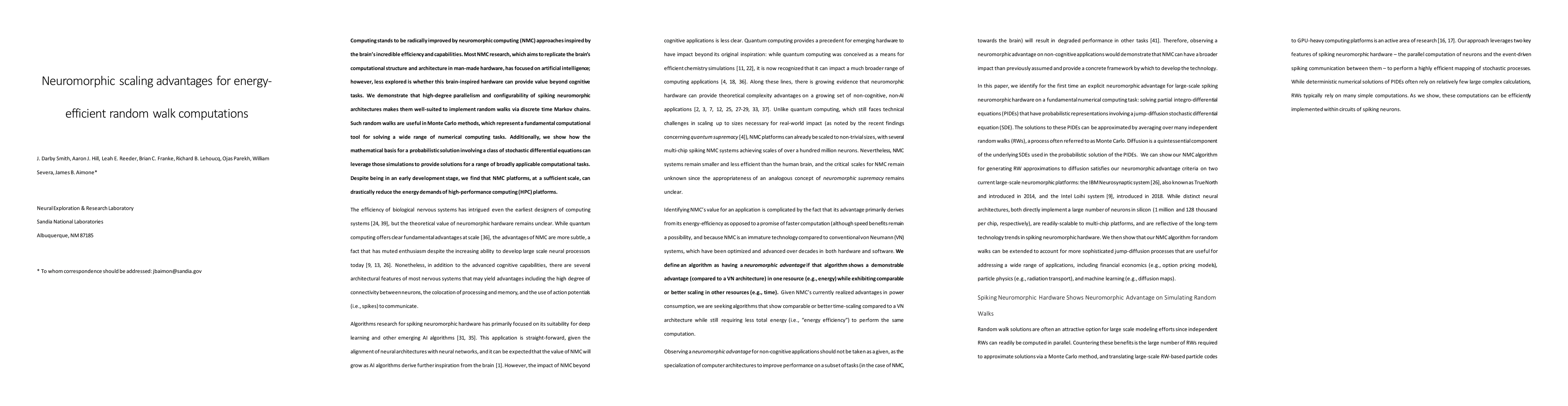 Thumbnail for Neuromorphic scaling advantages for energy-efficient random walk
  computation