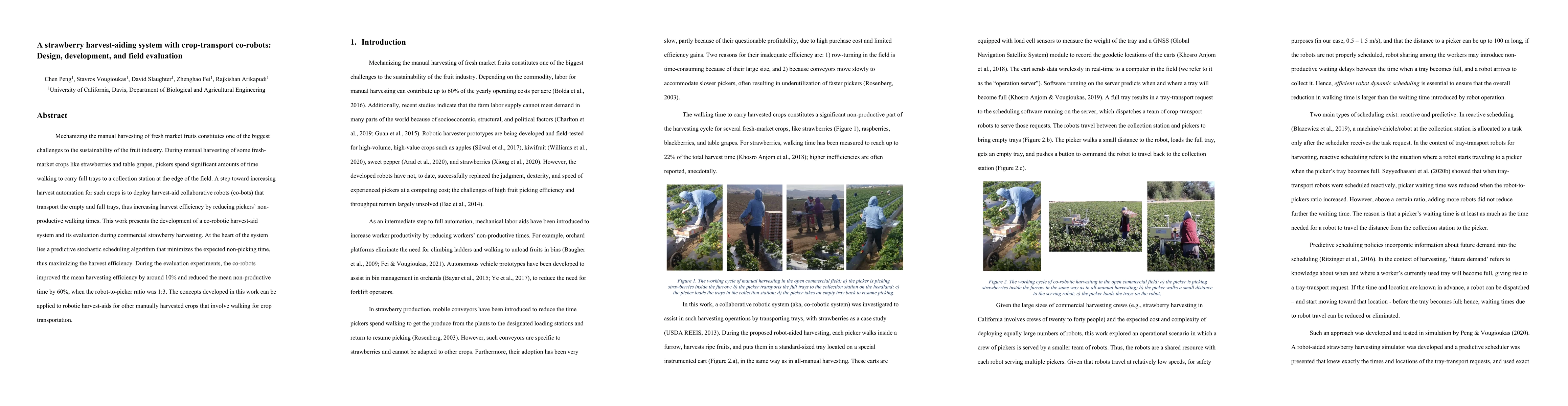 Thumbnail for A strawberry harvest-aiding system with crop-transport co-robots:
  Design, development, and field evaluation