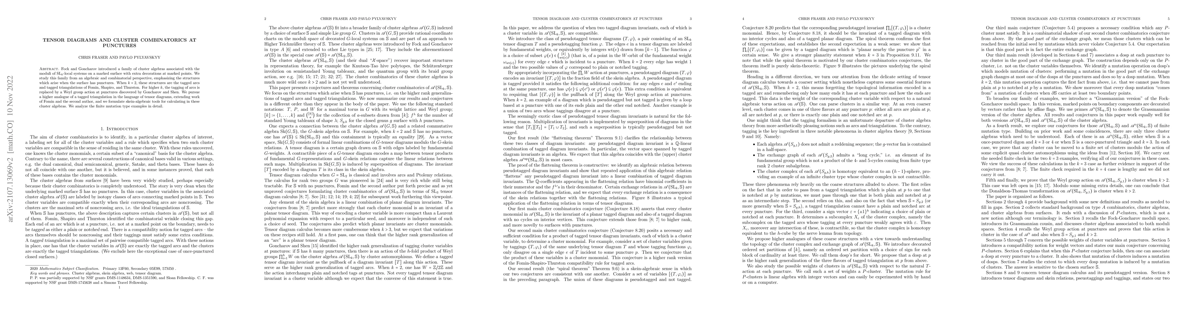Thumbnail for Tensor diagrams and cluster combinatorics at punctures