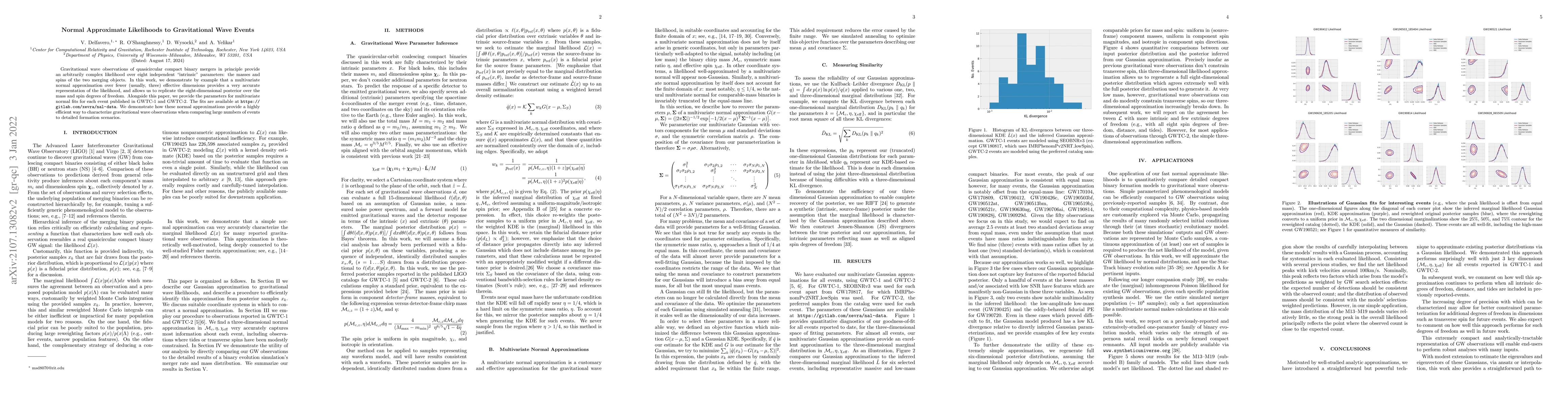 Thumbnail for Normal Approximate Likelihoods to Gravitational Wave Events