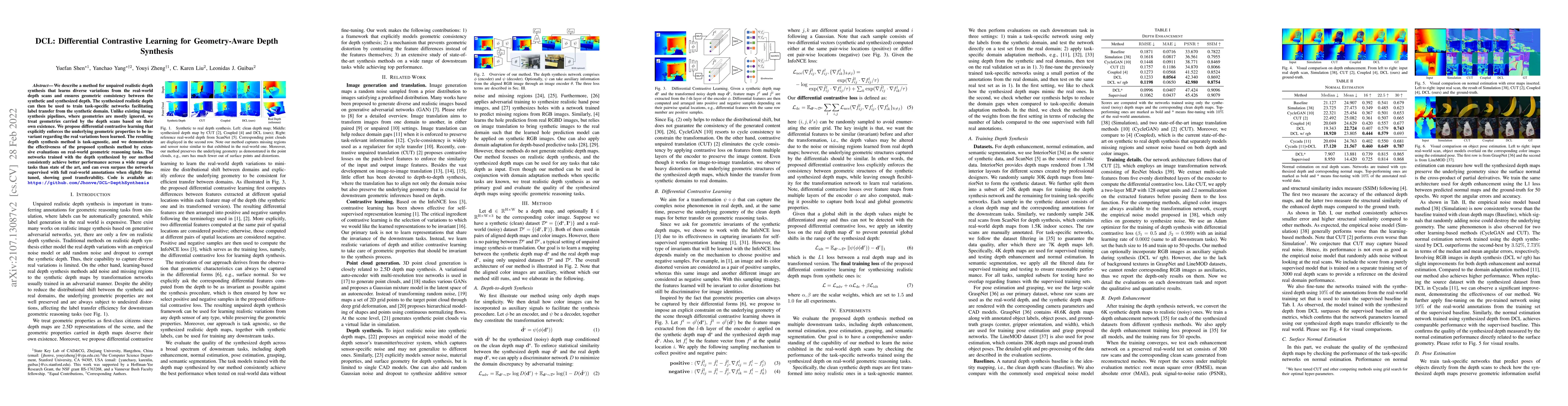 Thumbnail for DCL: Differential Contrastive Learning for Geometry-Aware Depth
  Synthesis