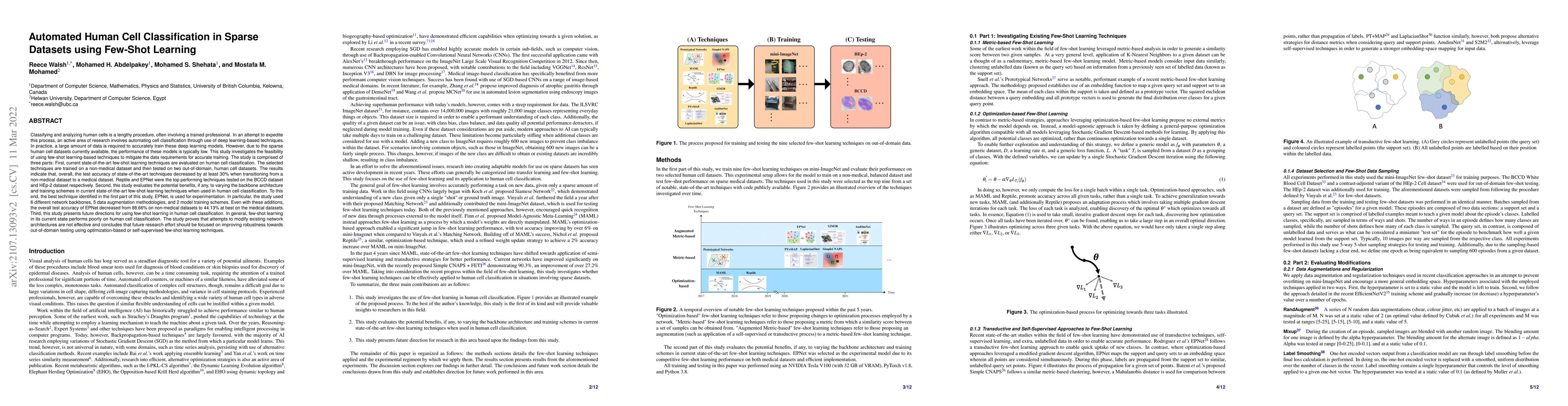 Thumbnail for Automated Human Cell Classification in Sparse Datasets using Few-Shot
  Learning