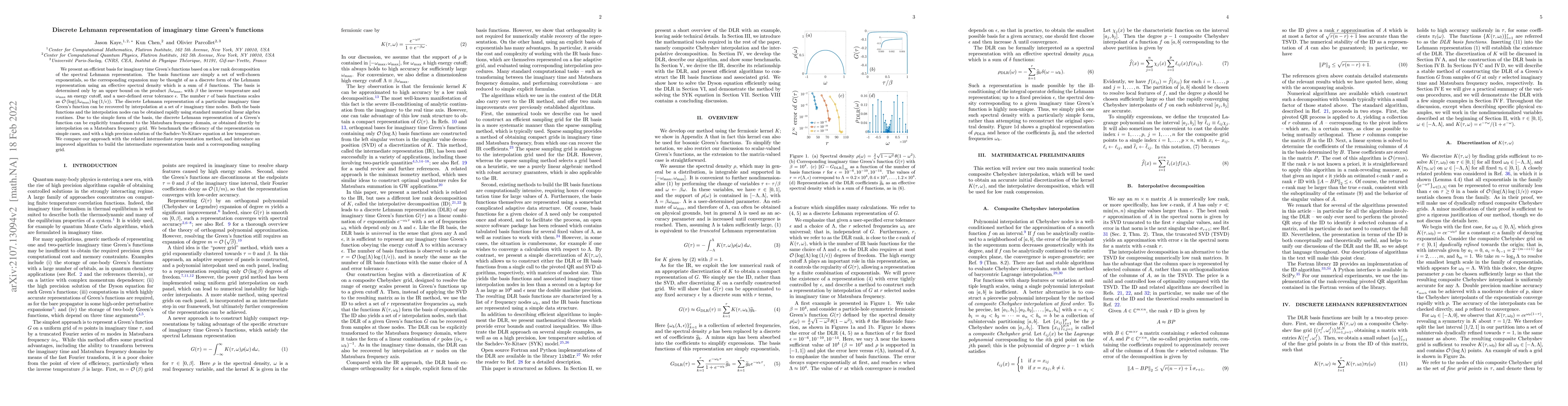 Thumbnail for Discrete Lehmann representation of imaginary time Green's functions