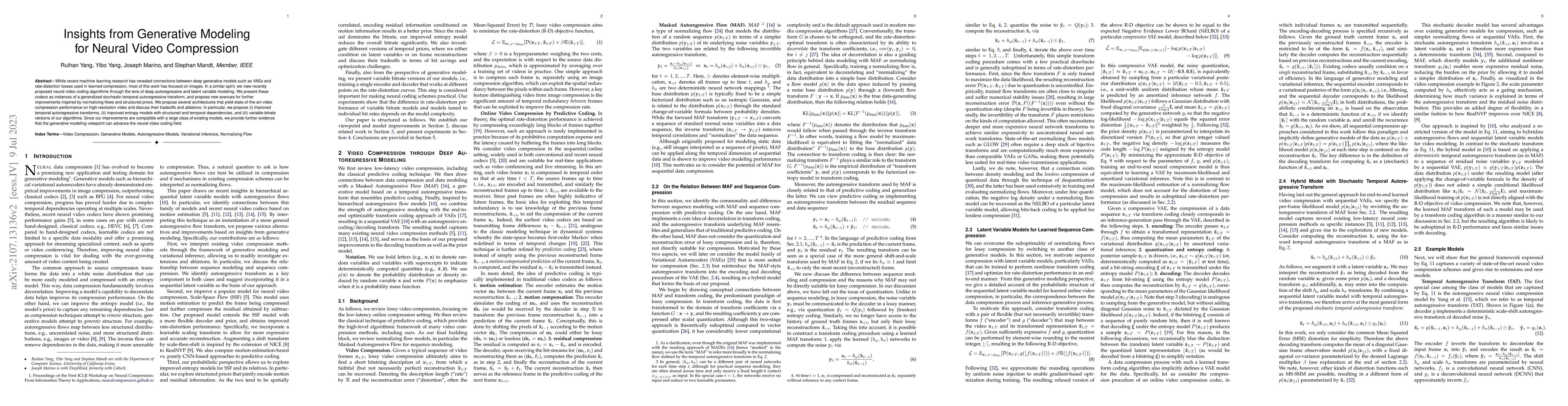 Thumbnail for Insights from Generative Modeling for Neural Video Compression
