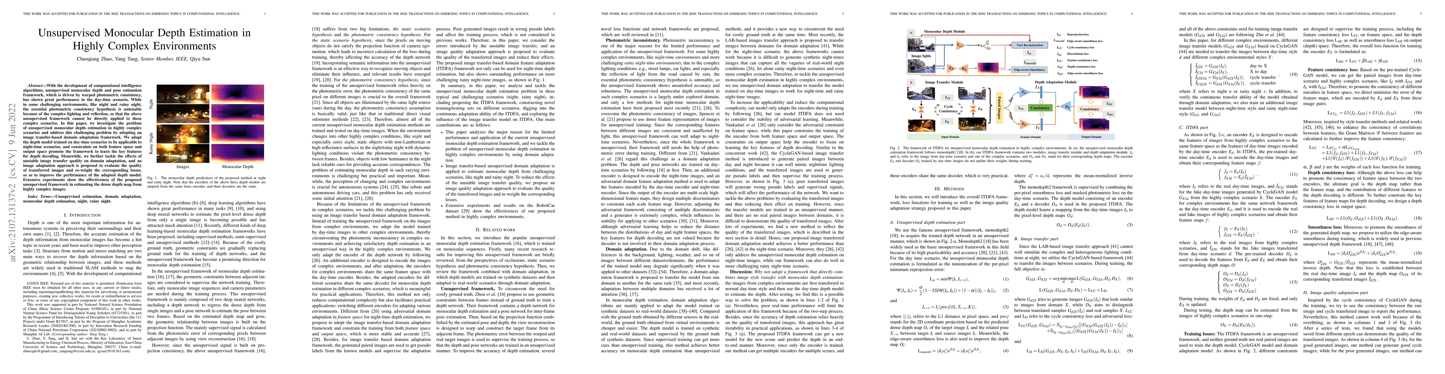 Thumbnail for Unsupervised Monocular Depth Estimation in Highly Complex Environments