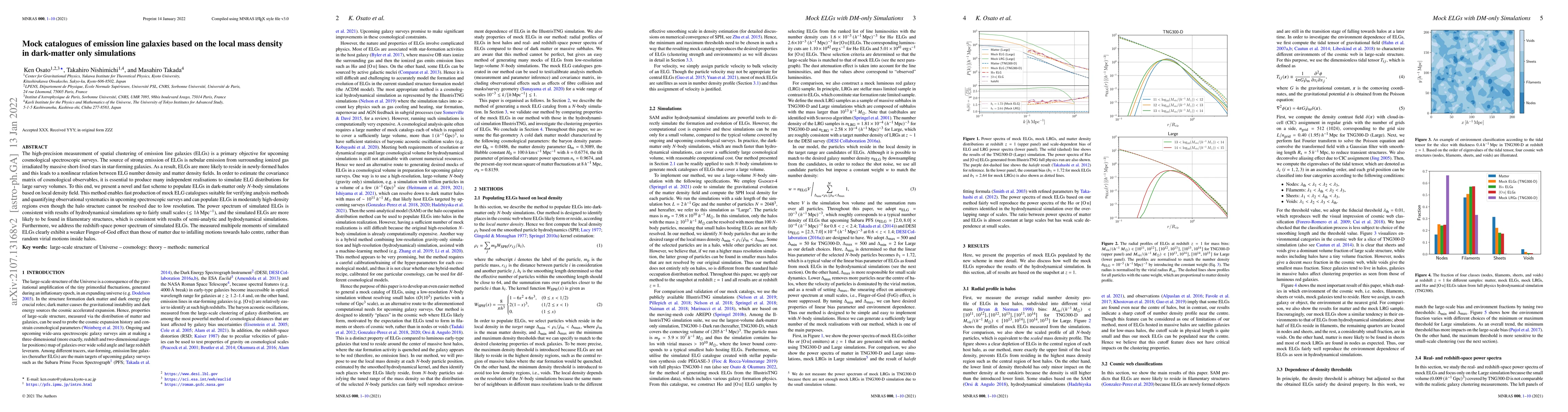 Thumbnail for Mock catalogues of emission line galaxies based on the local mass
  density in dark-matter only simulations