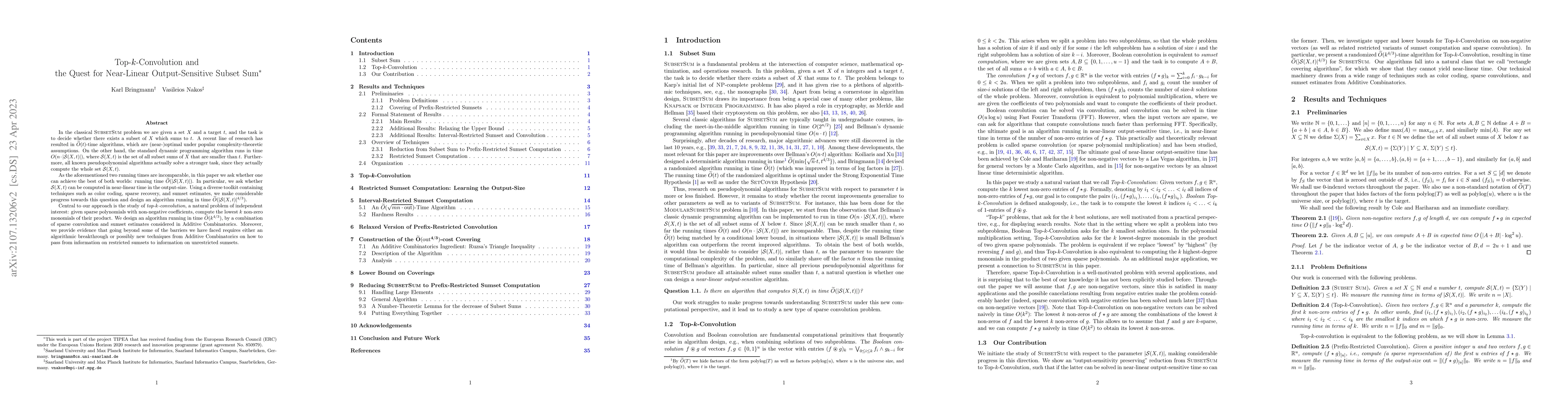 Thumbnail for Top-k-Convolution and the Quest for Near-Linear Output-Sensitive Subset
  Sum