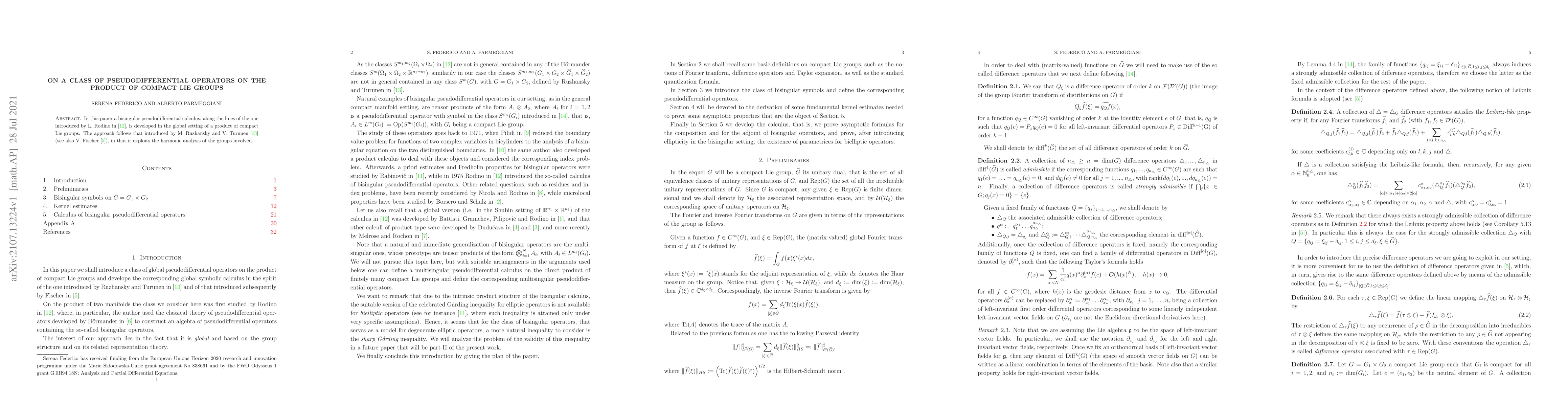 Thumbnail for On a class of pseudodifferential operators on the product of compact Lie
  groups