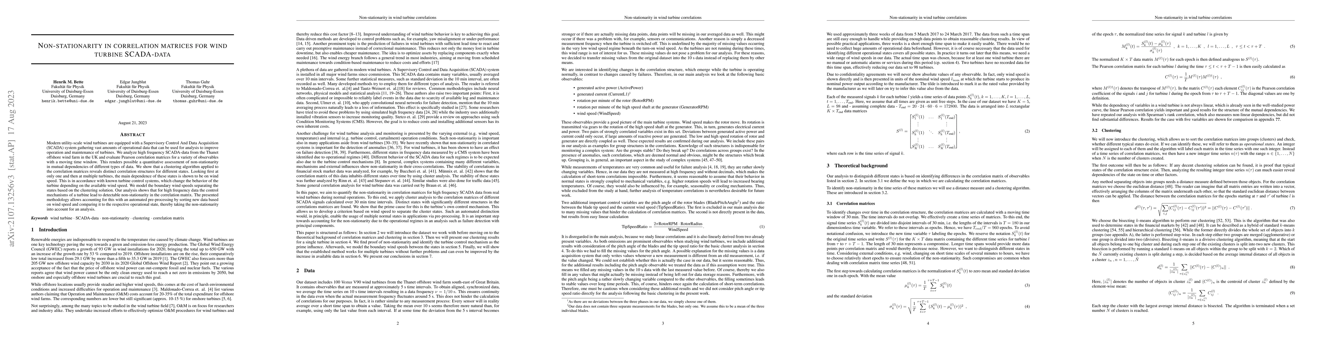 Thumbnail for Non-stationarity in correlation matrices for wind turbine SCADA-data and
  implications for failure detection