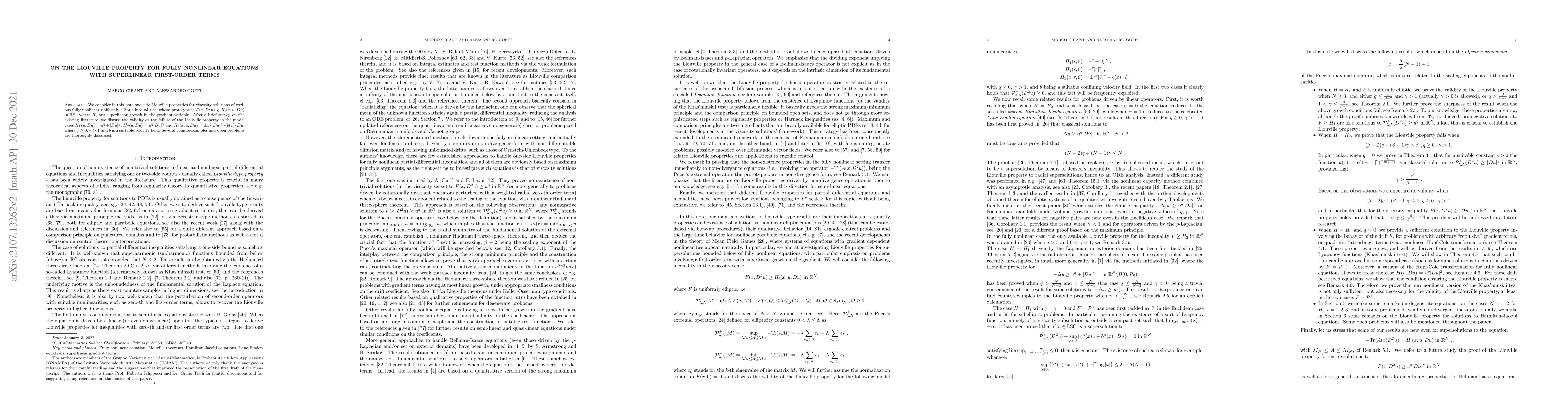 Thumbnail for On the Liouville property for fully nonlinear equations with superlinear
  first-order terms