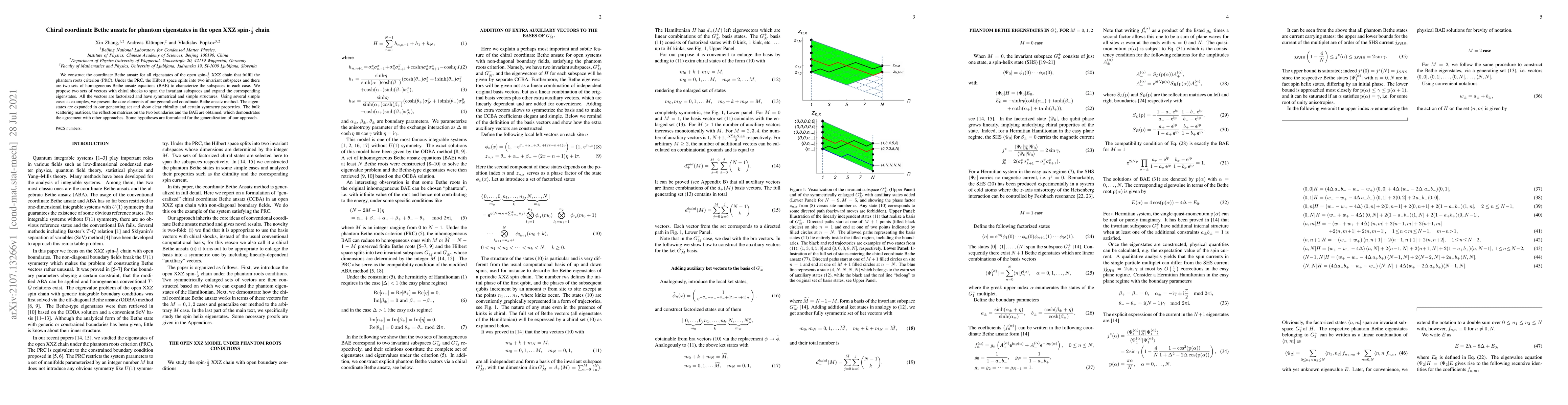 Thumbnail for Chiral coordinate Bethe ansatz for phantom eigenstates in the open XXZ
  spin-$\frac12$ chain