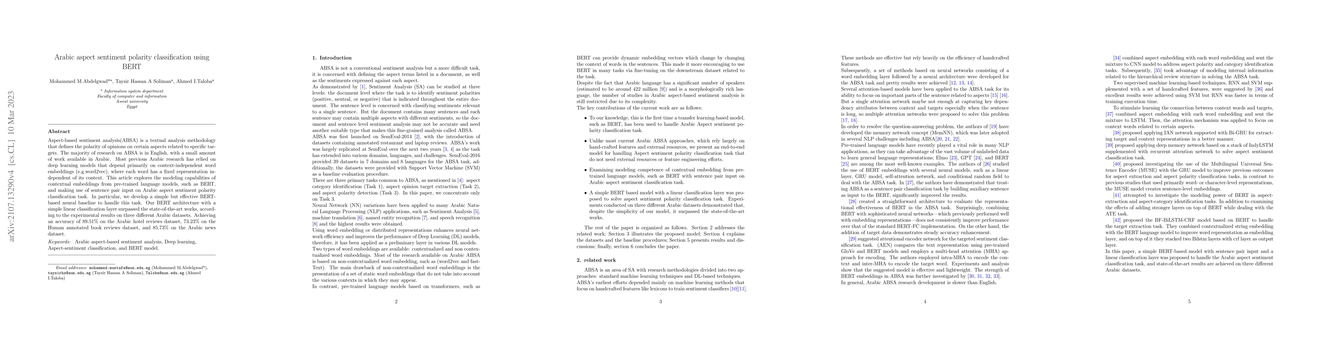 Thumbnail for Arabic aspect sentiment polarity classification using BERT