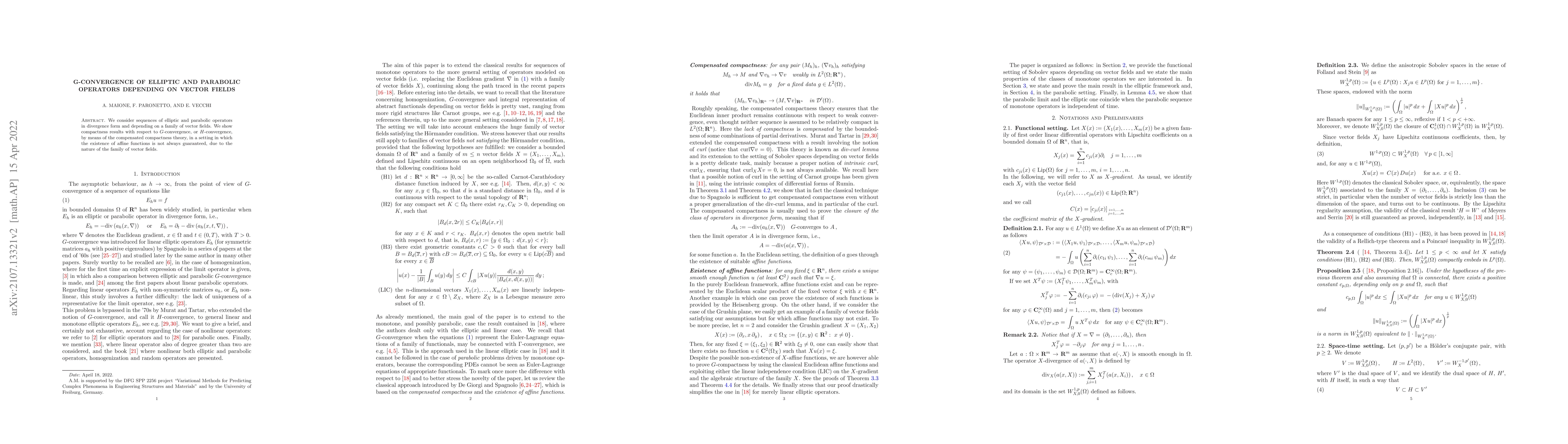 Thumbnail for $G$-convergence of elliptic and parabolic operators depending on vector
  fields