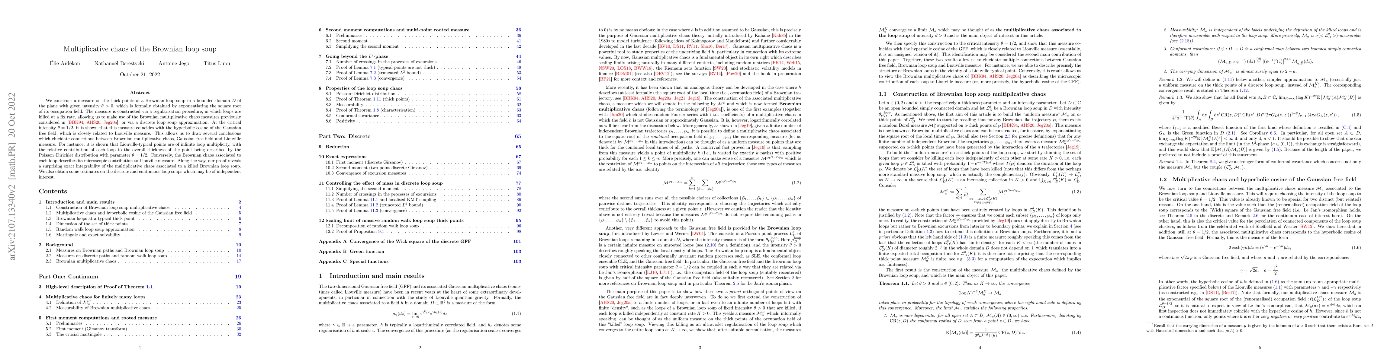 Thumbnail for Multiplicative chaos of the Brownian loop soup