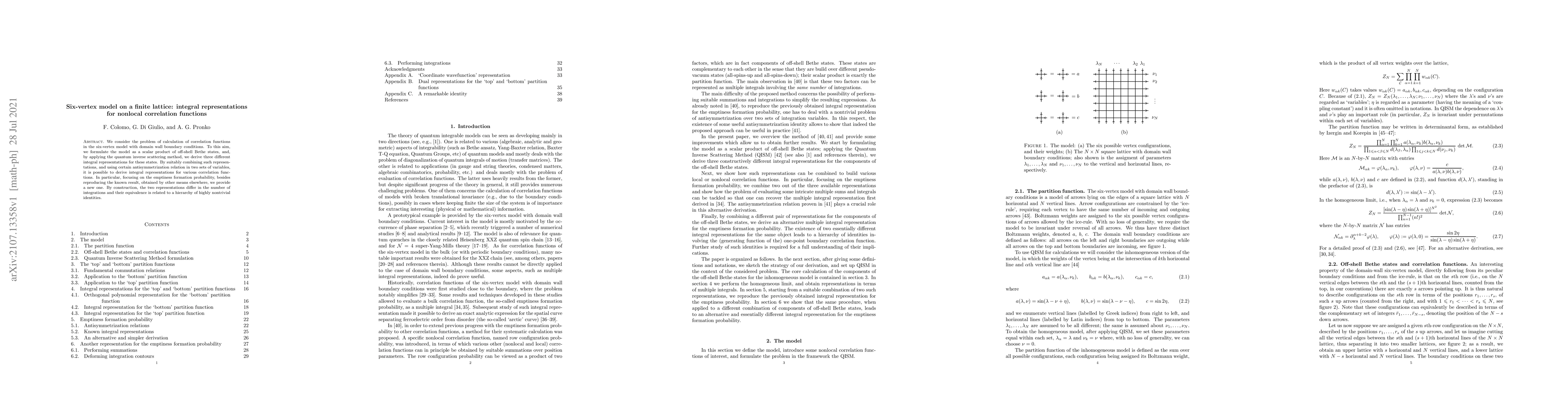 Thumbnail for Six-vertex model on a finite lattice: integral representations for
  nonlocal correlation functions