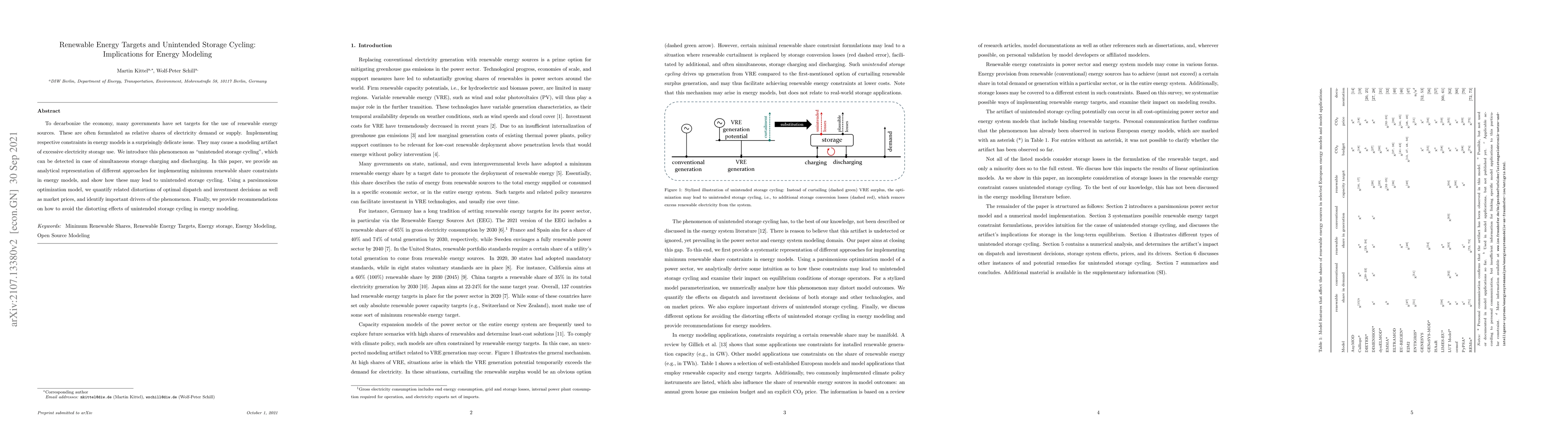 Thumbnail for Renewable Energy Targets and Unintended Storage Cycling: Implications
  for Energy Modeling