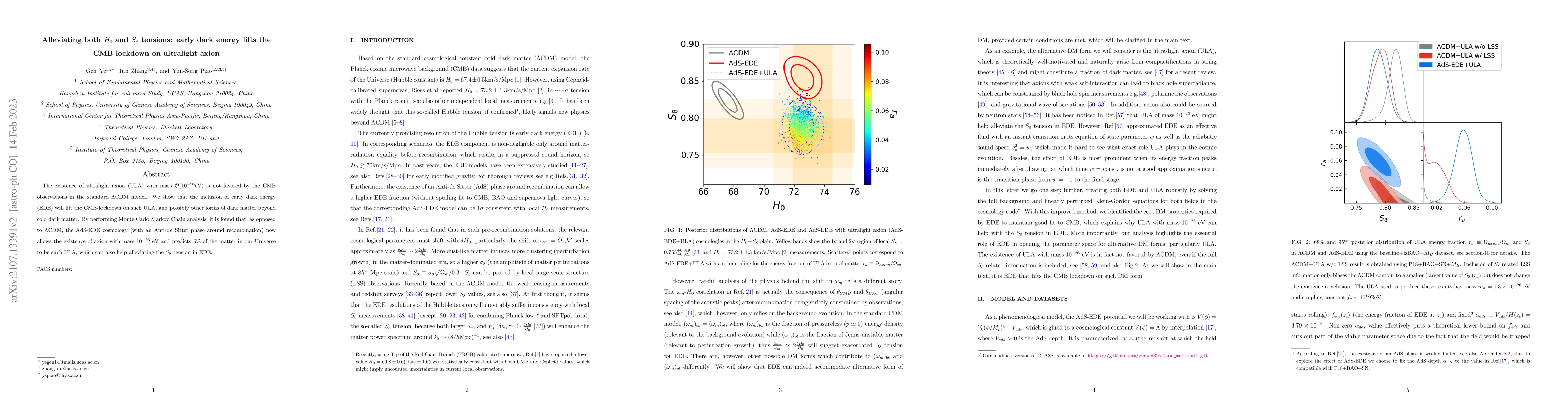 Thumbnail for Alleviating both $H_0$ and $S_8$ tensions: early dark energy lifts the
  CMB-lockdown on ultralight axion