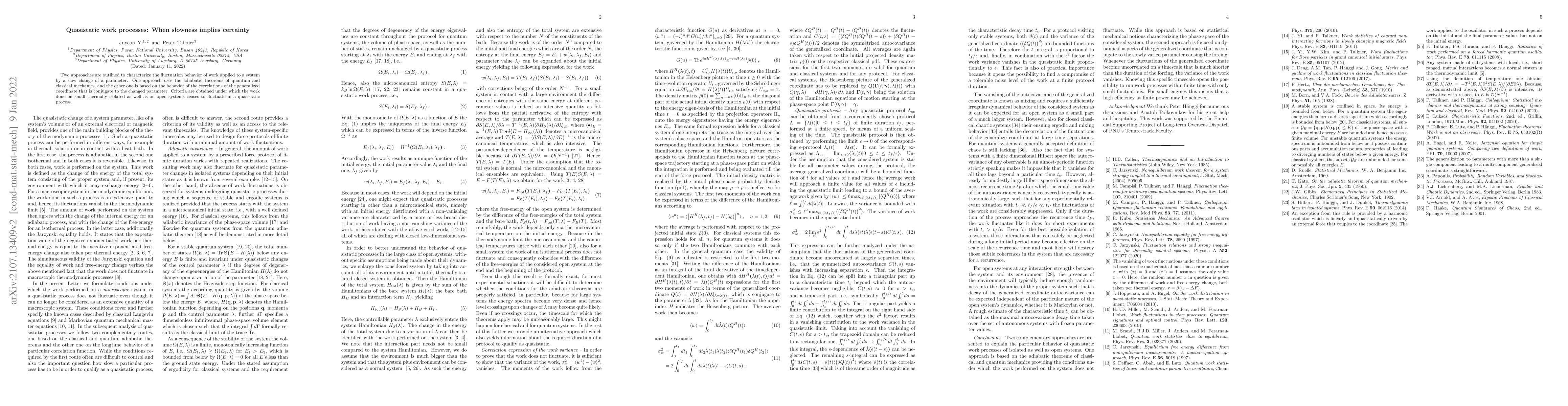 Thumbnail for Quasistatic work processes: When slowness implies certainty