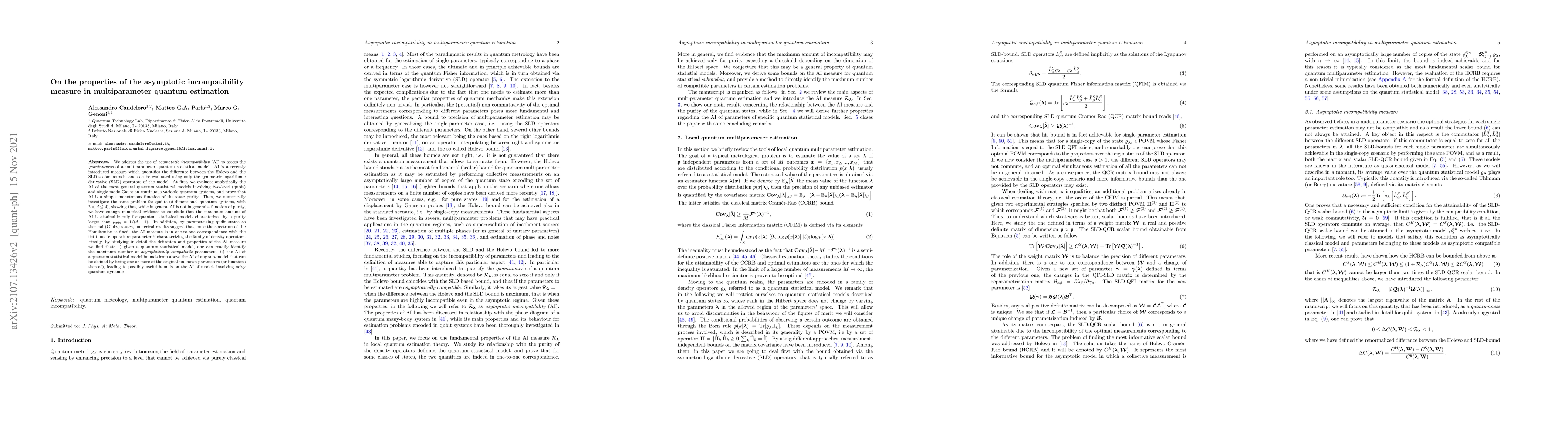 Thumbnail for On the properties of the asymptotic incompatibility measure in
  multiparameter quantum estimation